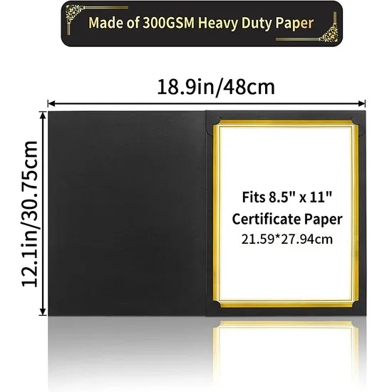 Certificate Holders Diploma Covers Gold Foil Border