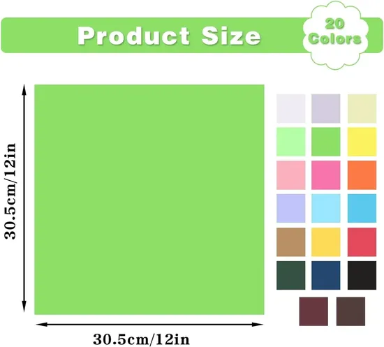 Premium 12X12 Colored Cardstock Paper - 250GSM, 20 Vibrant Shades