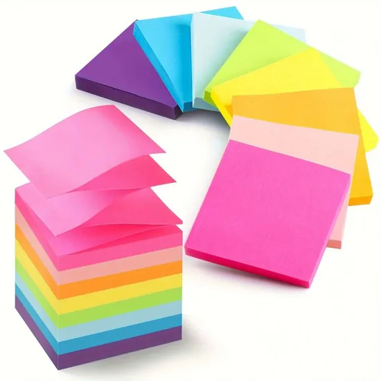 Extractor Pop-up Memo Pad High Viscosity Fluorescent 8-Color DIY Sticky Notes