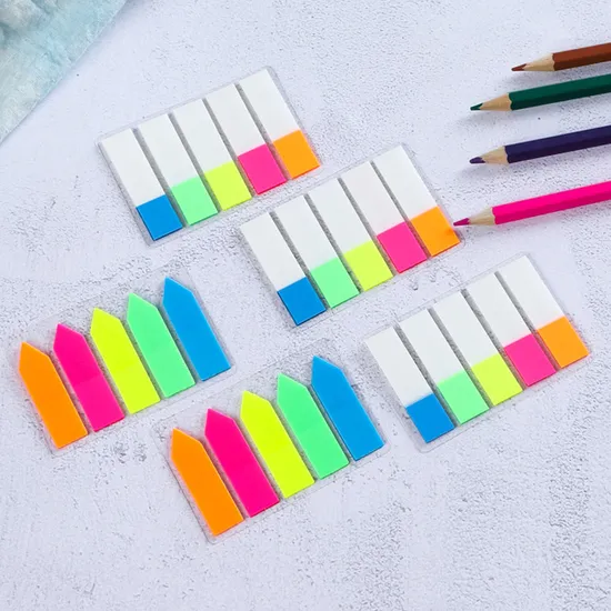 Colorful Plastic Waterproof Self-Adhesive Bookmark Sticky Notes Multicolored Index Marker for Student and Office