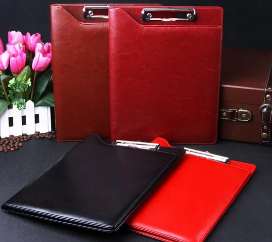 Custom PU Leather Hotel Restaurant Menu Wordpads with Clips