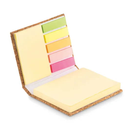 3 Piece Sticky Note Memo Pad with Hard Cork Cover