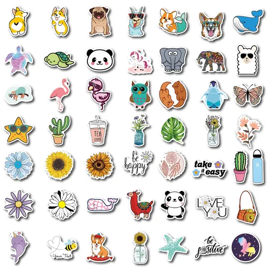 Hot Selling PVC Waterproof Cute Cartoon Luggage Outdoor Small Fresh Stickers