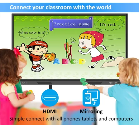 High Quality 4K UHD Built-in Camera Microphone Wireless Projection White Board Interactive Flat Panel 98inch with Android 11 Windows for Meeting