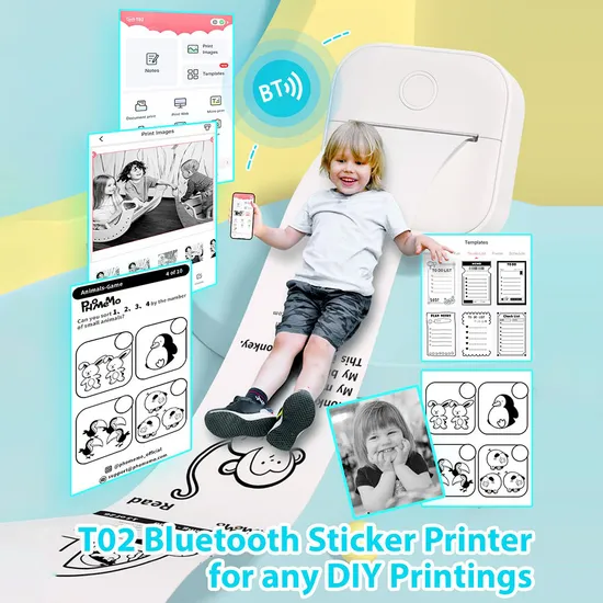 Phomemo T02 Mini Thermal Printer Bluetooth Home Label Printing Device - White