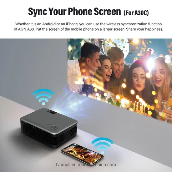 Aun Mini A30 480p Portable 2.4G / 5g WiFi Cellphone Airplay Miracast Home Theater LED Video Projector - EU Plug