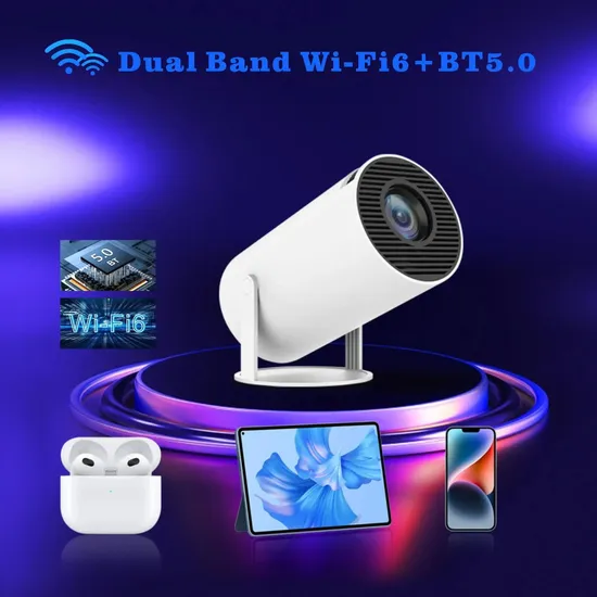 Dual WiFi 6 Hy300 Portable Projector Android 11 4K Smart Home Projector
