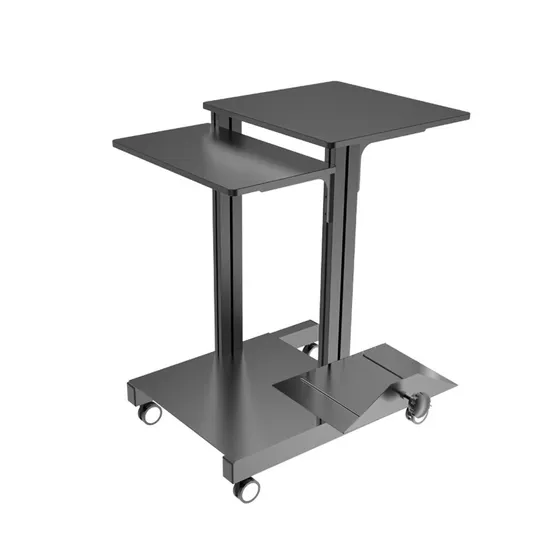 Rolling Desk Table with Keyboard Tray and Host Holder, Height Adjustable Mobile Cart Trolly (MB 002)