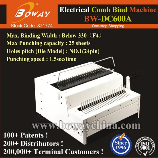 DC600A Electrical Plastic Comb Binding Machine