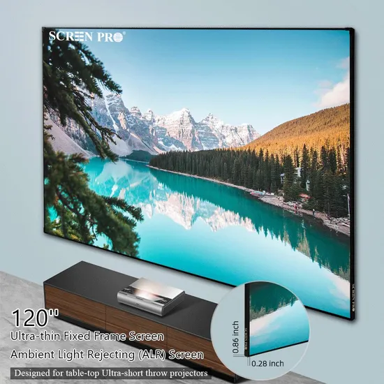 120 Inch Ultra Short Throw Fixed Frame Grey Crystal Alr Projector Screen 4K Laser TV Projection Screen