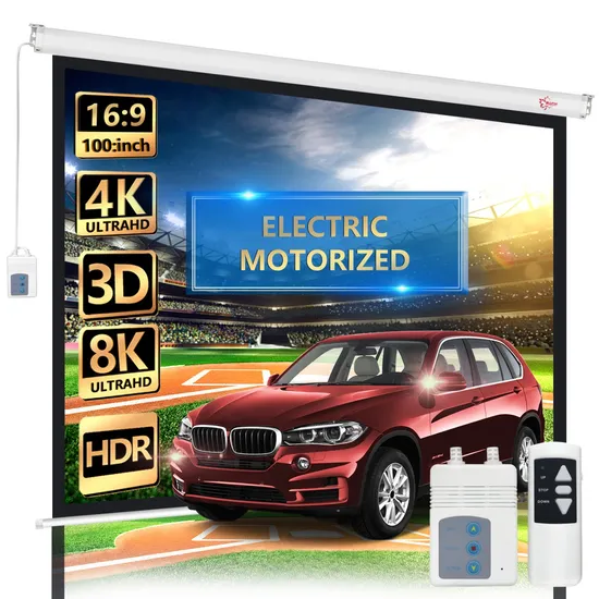 Top Sale 4K Motorized Projector Screen 120" with Remote Synchronize Motor