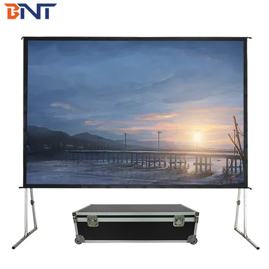 Bnt 180 Inch Matte White Fabric Fast Fold Projector Screen with Square Aluminum Metal Folding Frame