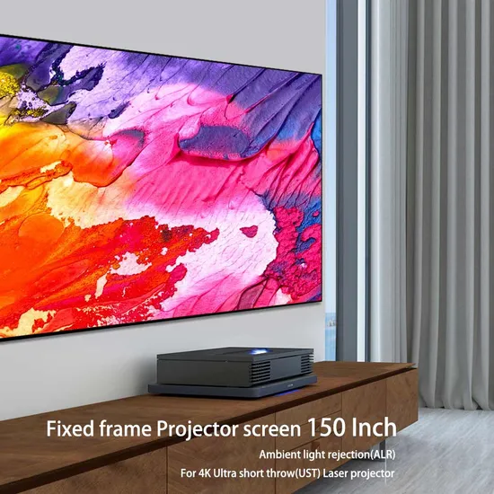 150 Inch Home Alr Pet Crystal 4K Ultra Short Throw Laser Projector Fixed Frame Screen