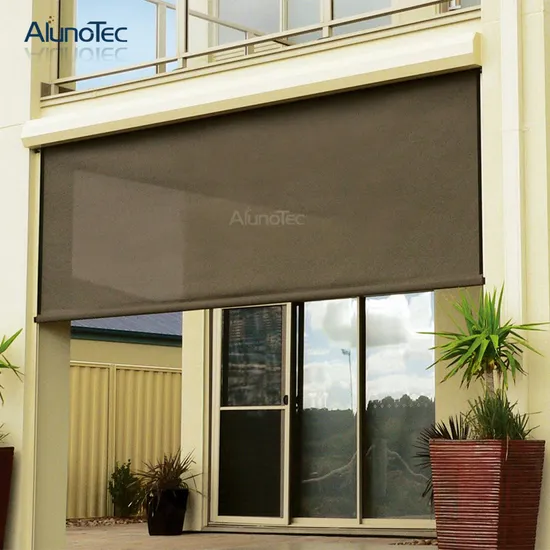 External Aluminum Sun Shading Cassette Zipper Track Zip Screen Blind