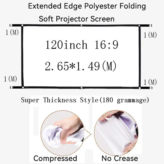 Thinyou Extended Edge Portable 120inch Soft Foldable Outdoor Polyester Projector Screen