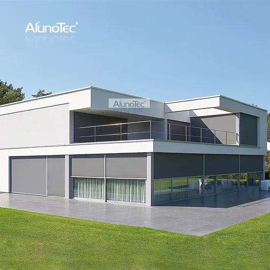 AlunoTec Multifunctional Electric Pergola Curtains PVC Material Roller Manual Curtains Sunshade Windproof Zip Screen