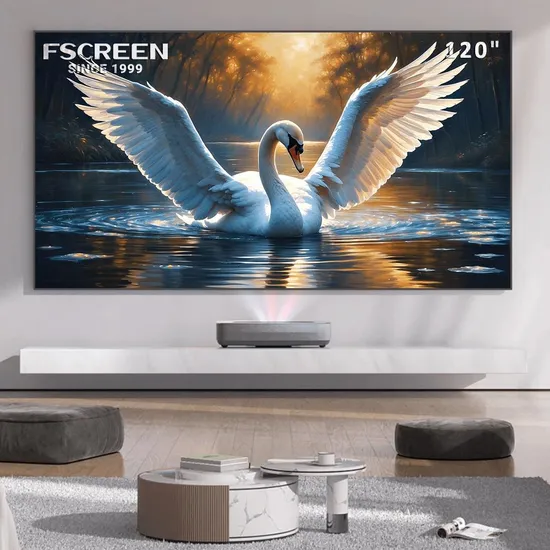 Fscreen Aura Series 120 Inch Hard Panel Fresnel Ambient Light Rejection Projection Screen for Home Entertainment Laser Tvs Smart Living Film Lover 8K