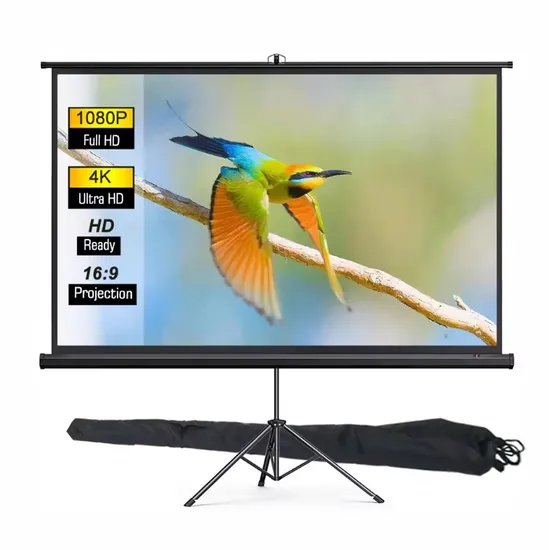 100 Inch Portable Projector Screen with Tripod Stand Lightning Vision