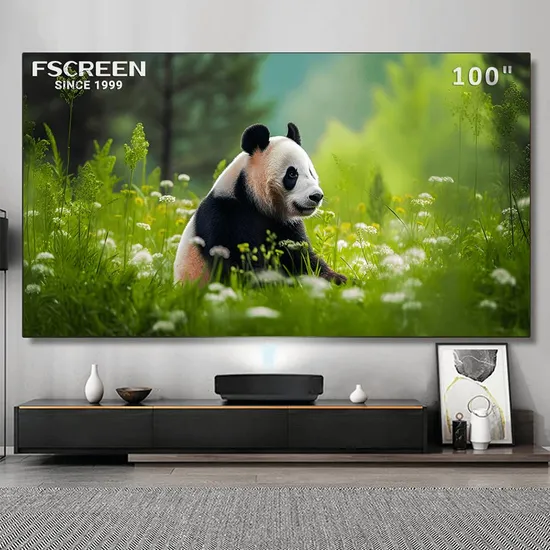 Fscreen Aura Series Fixed Frame 120 Inch Fresnel Ambient Light Rejecting Projection Screen with Ultra Short Throw Projectors for Home Theater