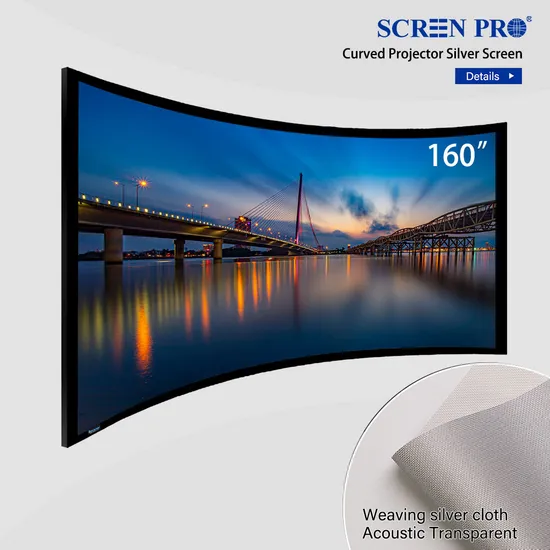 160 Inch Weaving Sound Penetrating Projection Screen Fixed Frame Curved Projector Screen