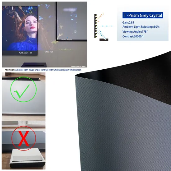 135 Inch Ultra Short Throw Motorized Ceiling Recessed Alr Projector Screen 4K Laser TV Electric Projection Screen