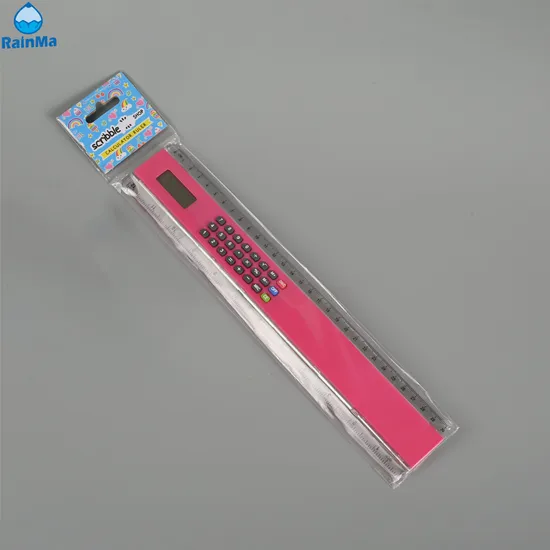 Office Multifunction 8 Digits 30cm Student Pink Ruler Calculator