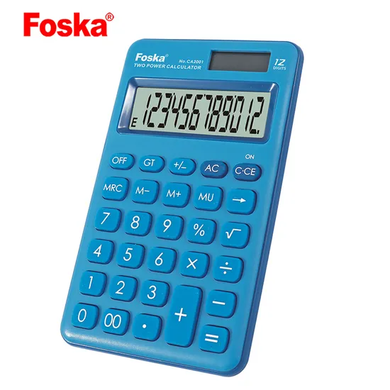 Foska 12 Digit Solar Power and Battery Office Calculator with Different Colors
