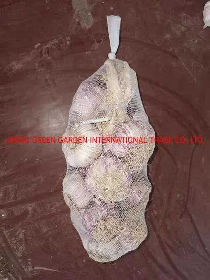 Fresh Chinese Garlic Garlic with Tails 5.0-6.0cm 10kg Mesh Bag 6-8bulbs Per Bundle Roots Natural Roots, No Cutting Stem 18-22 Length Garlic