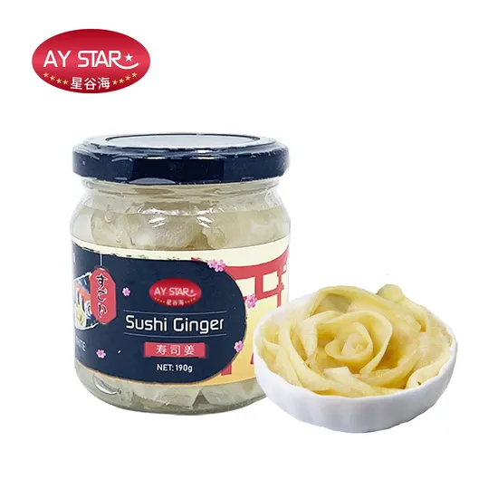 Natural Fresh Vegetable Japanese Sweet Shredded Pink White Pickled Sushi Ginger