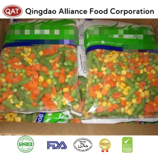 Grade a China Frozen 3 Ways Mixed Vegetables Including Sweet Corn/Carrot/Green Peas