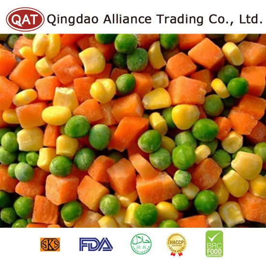 Top Quality Frozen Mixed Vegetables IQF 3 Ways Mixed Vegetables with Peas/ Carrots/ Corn