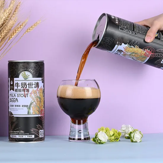 Wholesale Custom Logo 500ml 1 Liter Craft Malt Alcoholic Drink Dark Wheat Beer Extra Black Stout Beer in Cans