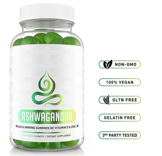 Private Label Ashwagandha Gummies Zinc Vitamin D for Mood Support&Energy