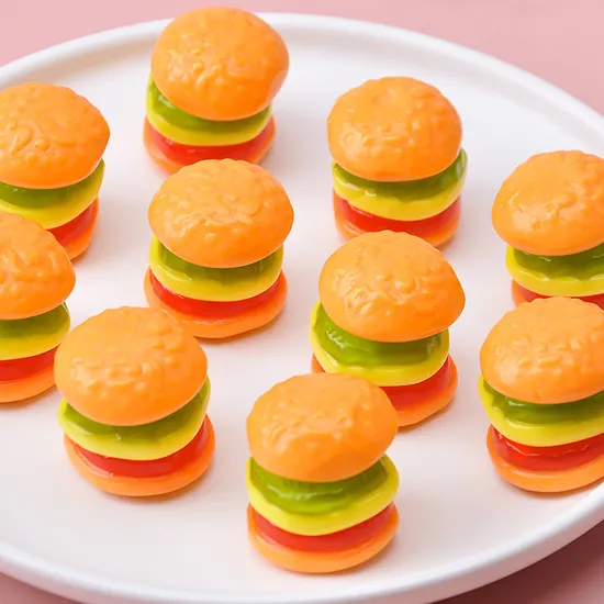Yummy Hamburger Shaped Jelly Halal Sweet Candy Kosher Burger Gummy Candy