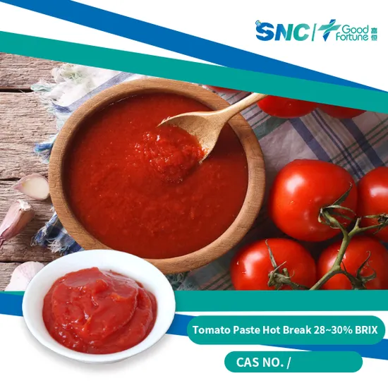 Bulk Package Preservative-Free Tomato Paste with Smooth Taste Hot Break 28-30% Brix