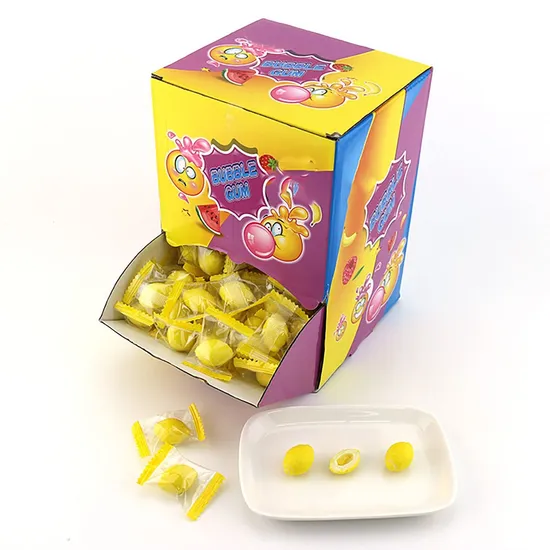 4G Olive, Lemon, Orange Shaped Fruit Flavored Bubble Gum with Jam Filling