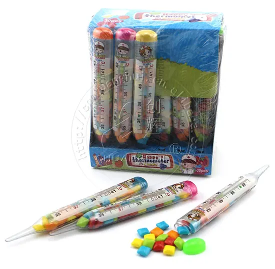 Cartoon Thermometer Shaped Toy with Mini Square Chewing Bubble Gum Candy