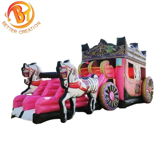 Pink Carriage Bouncer House Inflatable Combo Castle with Slide