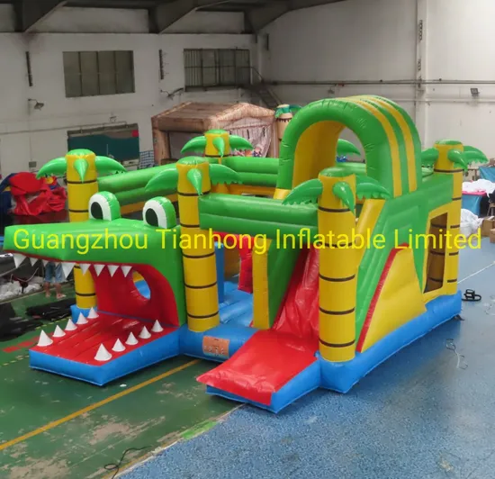 5X5m Crocodile Inflatable Bouncer House with Slide Combo, Commercial Bounce Castle with Slide