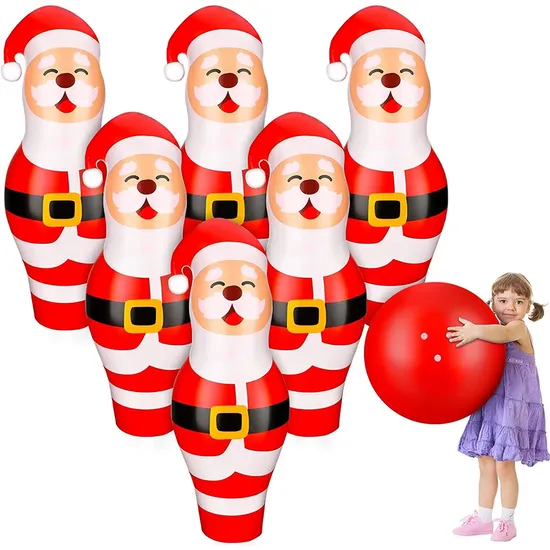Inflatable Funny Games Christmas Party Snowman Bowling Toy for Kids