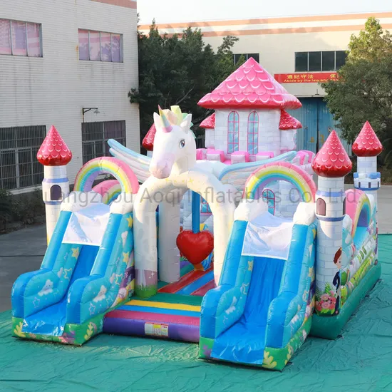 Macaron Castle Inflatable Unicorn Bouncer with Slide (AQ01903)
