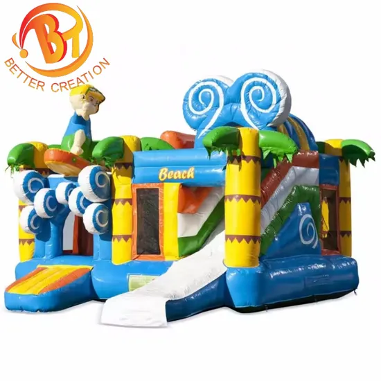 Amusement Park Beach Themed PVC Inflatable Castle with Slide