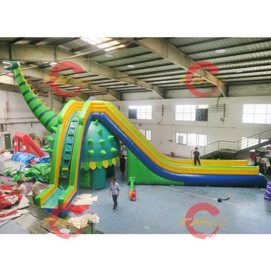 12X8m/15X8m Popular Jungle Inflatable Water Slide with Pool, Big Dinosaur Inflatable Wet Slide Double Lanes