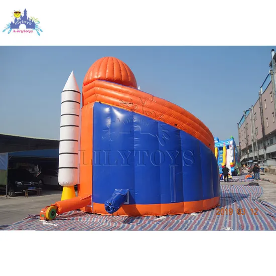 Outdoor Playground Rocket Theme Inflatable Large Bouncer with Slide