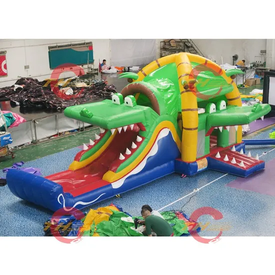 8*4*4m Popular Inflatable Crocodile Slide with Bounce House