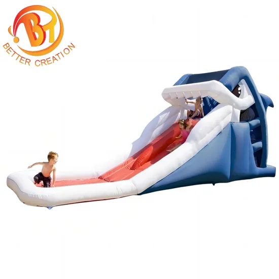 Children Big Shark White Inflatable Water Slide with Pool