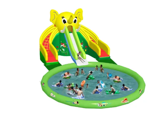 Movable Inflatable Water Park Elephant Bouncer Casltes Slide for Amusement Park