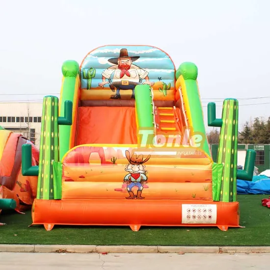 Factory Mass Customization Western Cowboy Inflatable Dry Slide for Sale