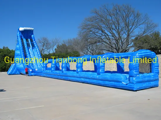 40m Long Blue Color Giant Inflatable Slide Inflatable Water Slide