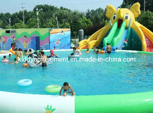 Children Inflatable Bouncer Castle Elephant Water Slide with Water Park Swimming Pool